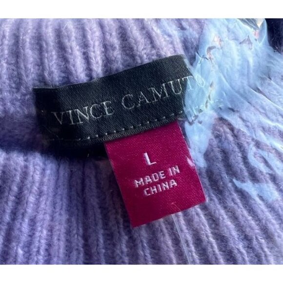 Vince Camuto Women's Ribbed Hem & Cuff Mock Neck Sweater Azalea Violet Large - Picture 7 of 9
